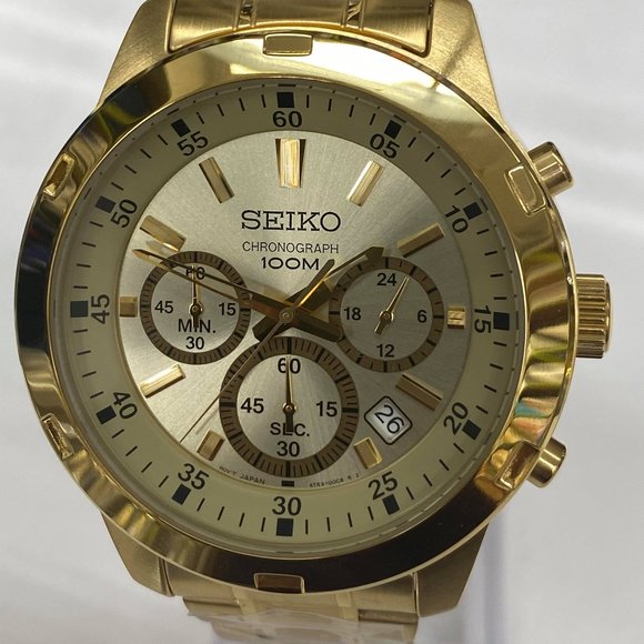 Seiko Chronograph Movement Watch in GoldTone New